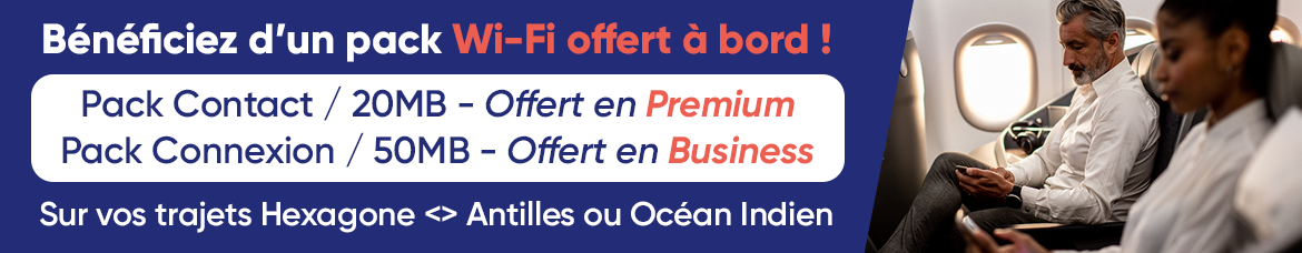 Bannière Wi-Fi offert à bord en Premium et en Business